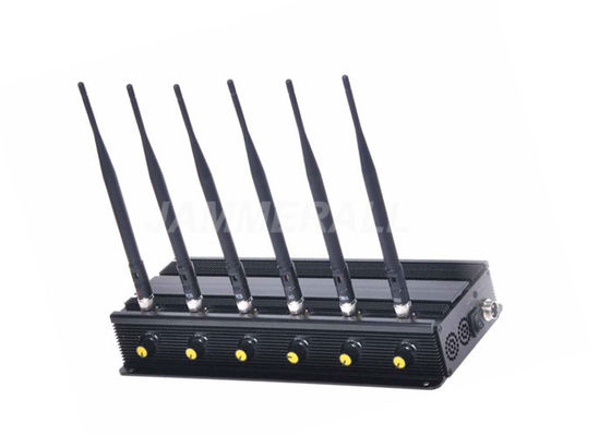 quality  6 Band Desktop Cell Phone Signal Jammer , Adjustable Cellular 3G 4G WiFi Jammer factory